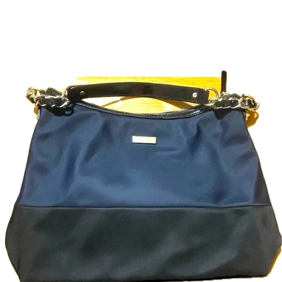 HP 🎉Kate Spade Blue Black Color Block Nylon Serena Top Handle Handbag Hobo Purse - Picture 14 of 16